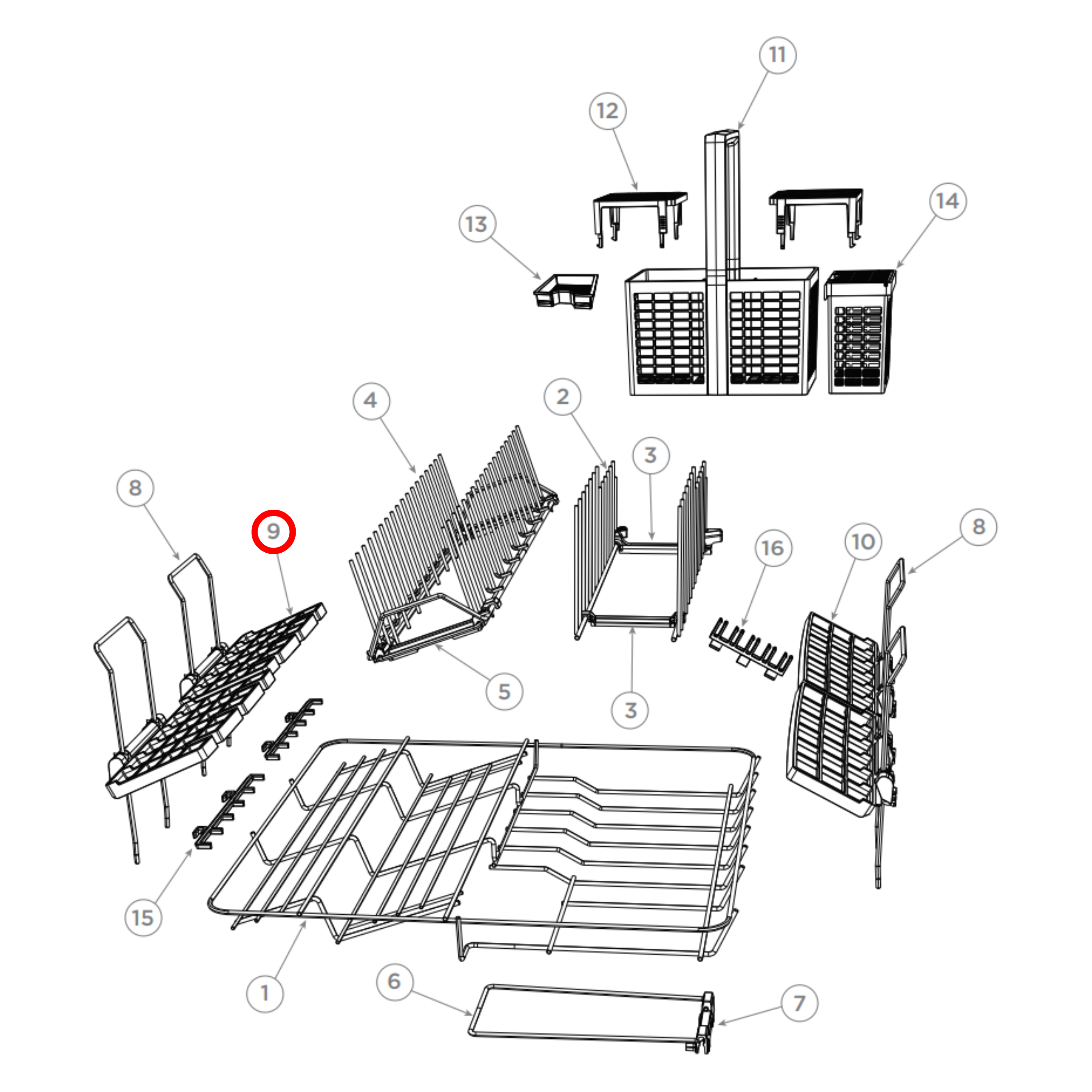 524179 Fisher & Paykel Dishwasher Cup Rack LH DD60 100MM