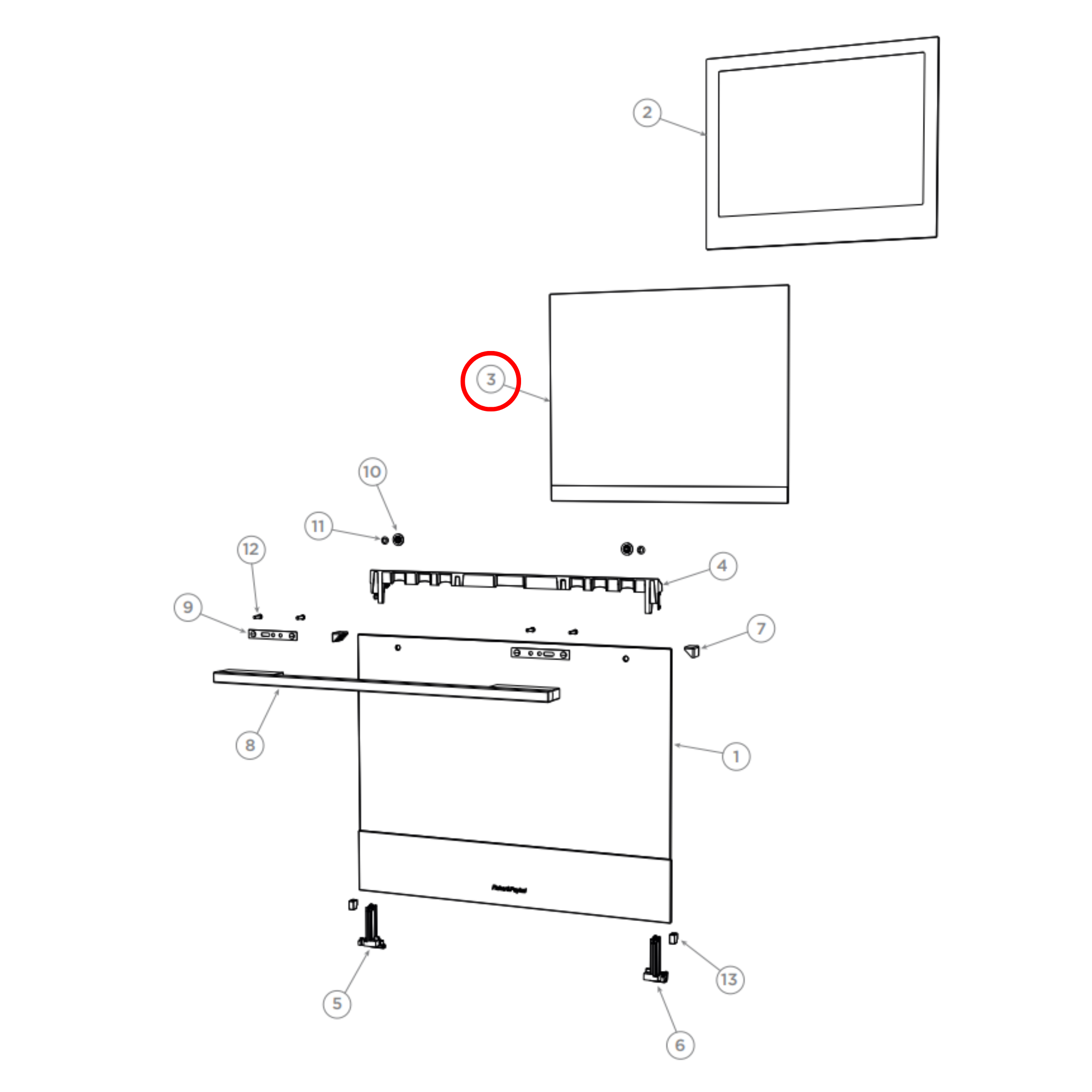 561310P Fisher & Paykel Oven Middle Door Glass FG-OB60C