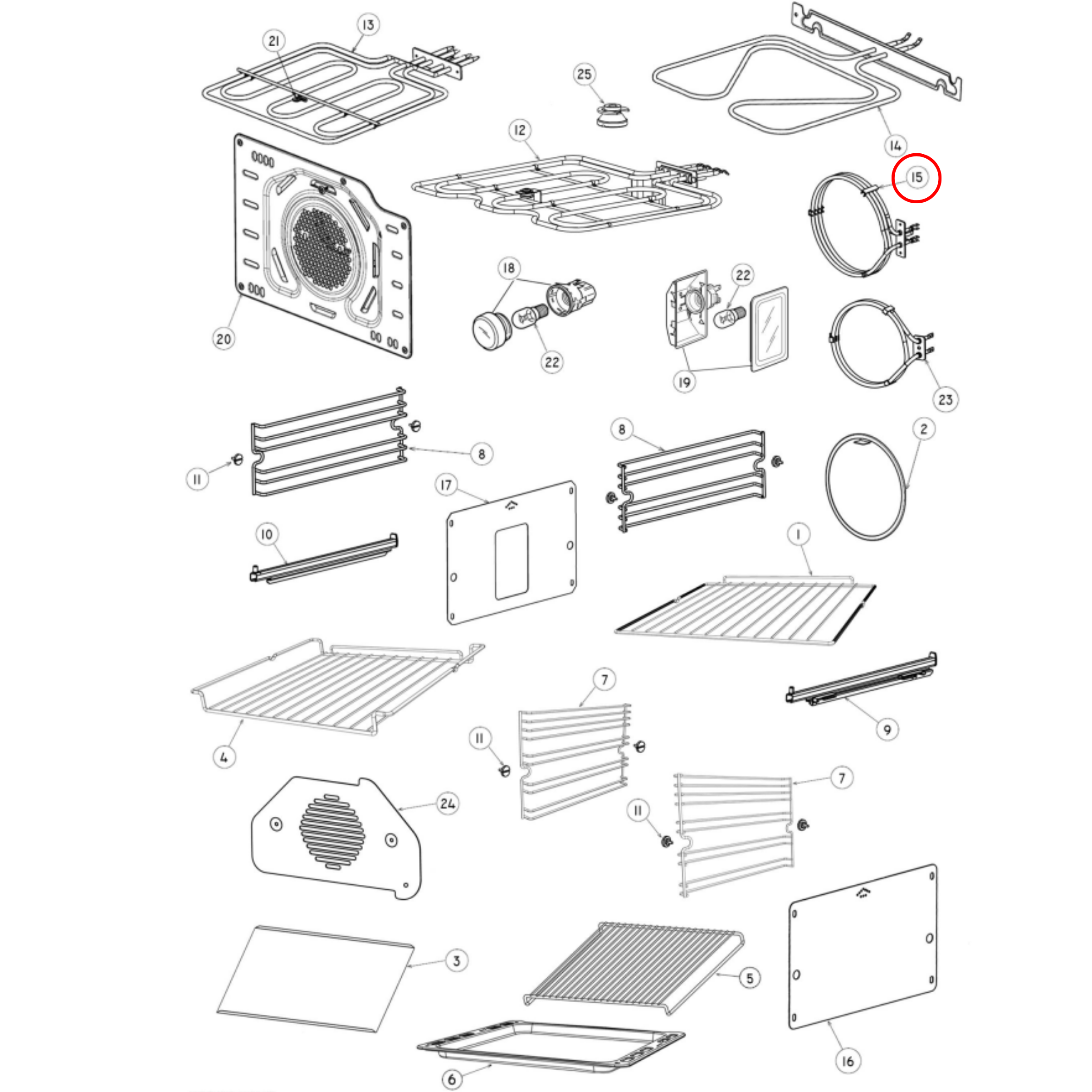574068 Fisher & Paykel Oven Fan Forced Heating Element 2200W