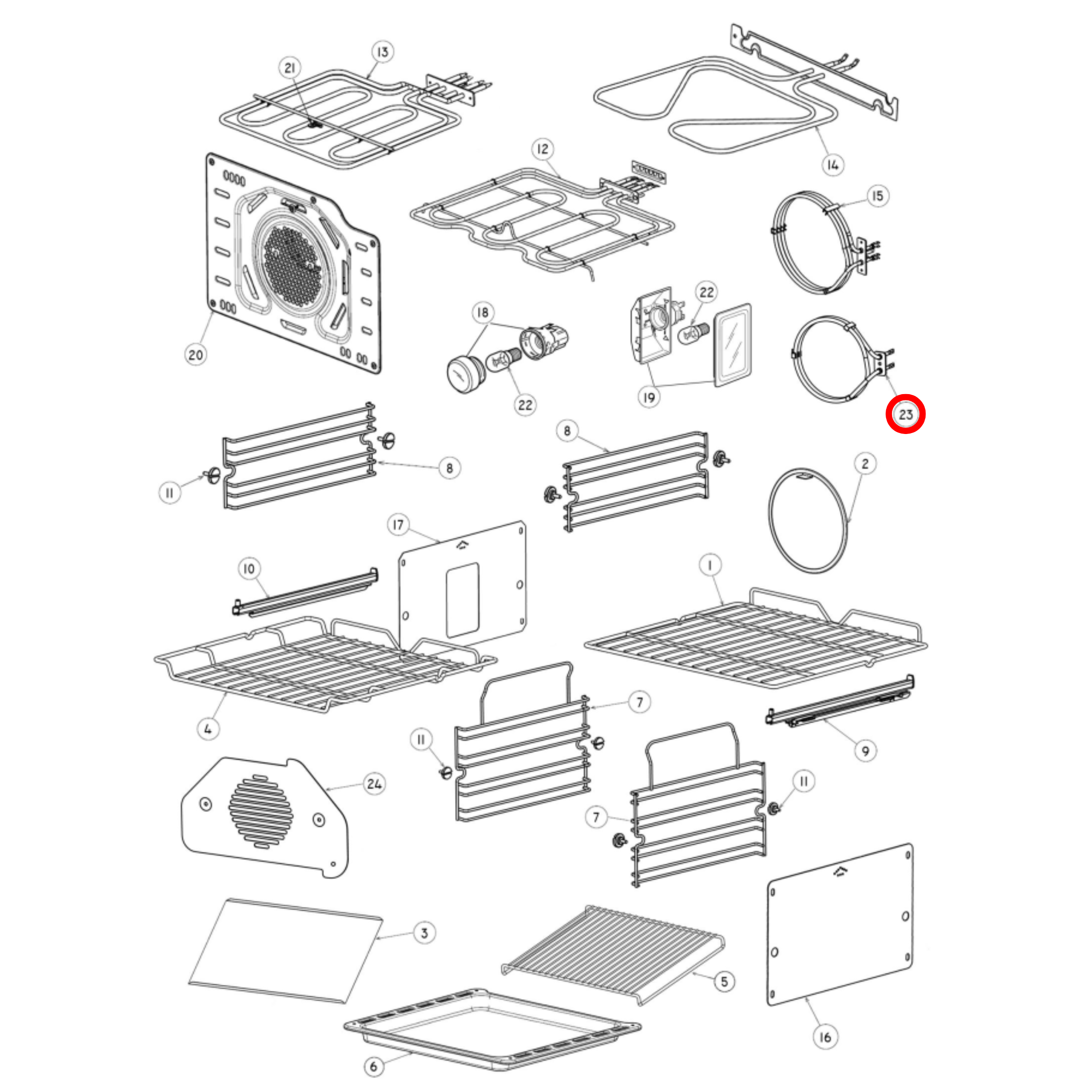 574895 Fisher & Paykel Oven Upper Fan Forced Element 1300W - SE252