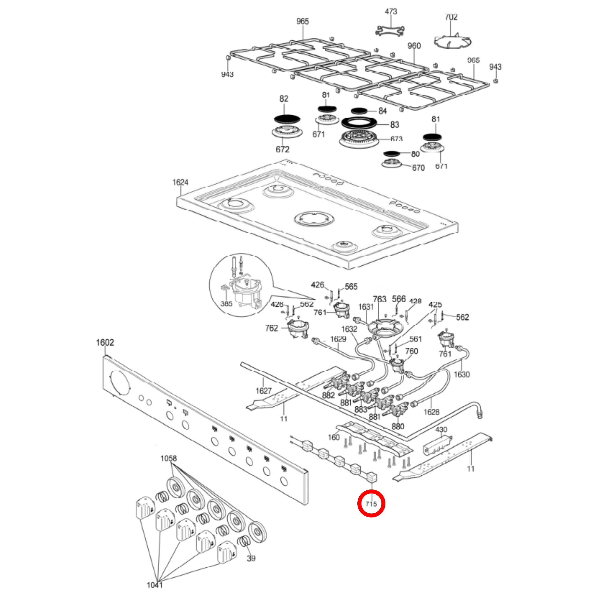 604072 Baumatic, Euromaid, Venini Gas Oven Microswitch Daisy Chain Catenary