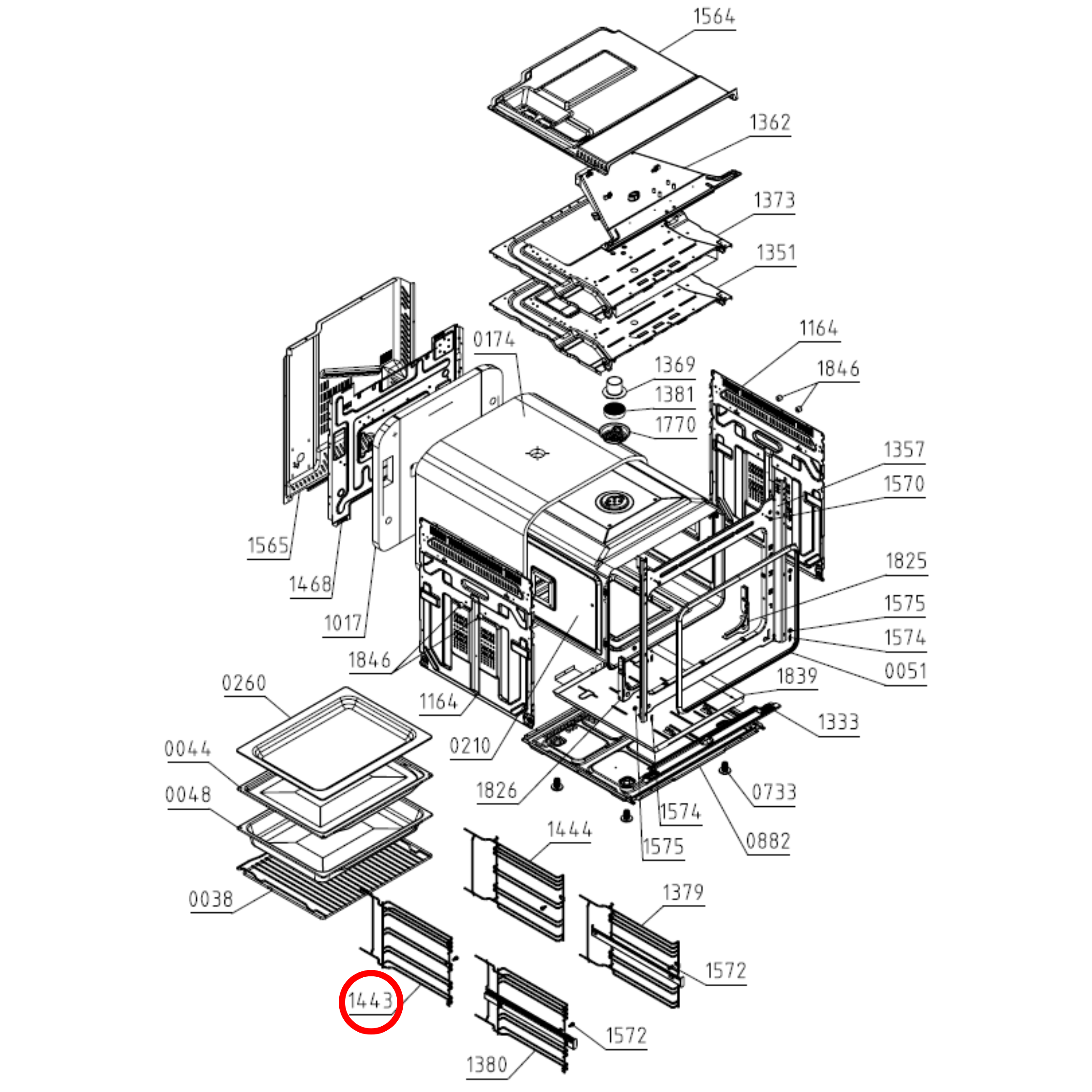 622374 Asko Oven Guide Left Assembly