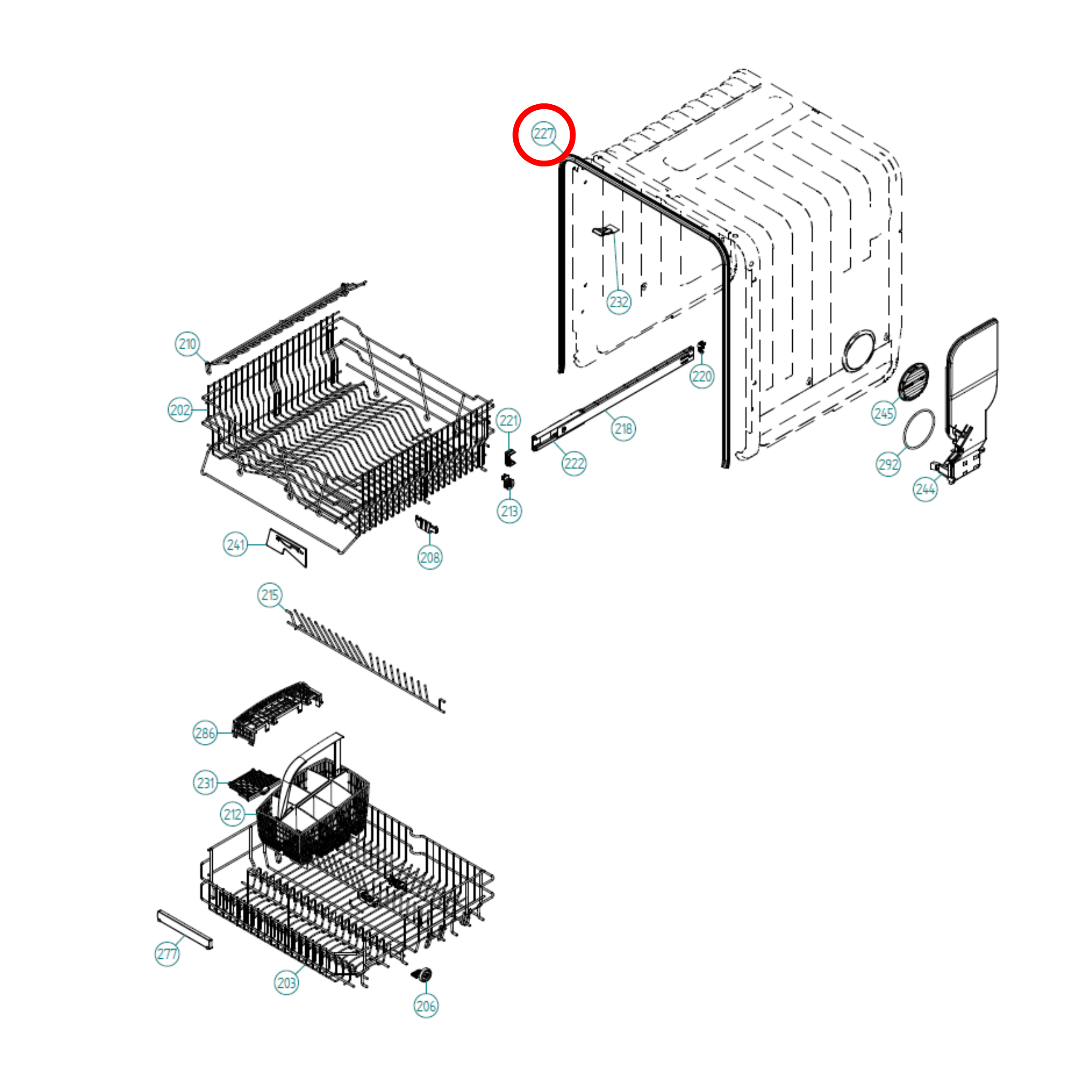 700309 Asko Dishwasher Door Seal - 883172