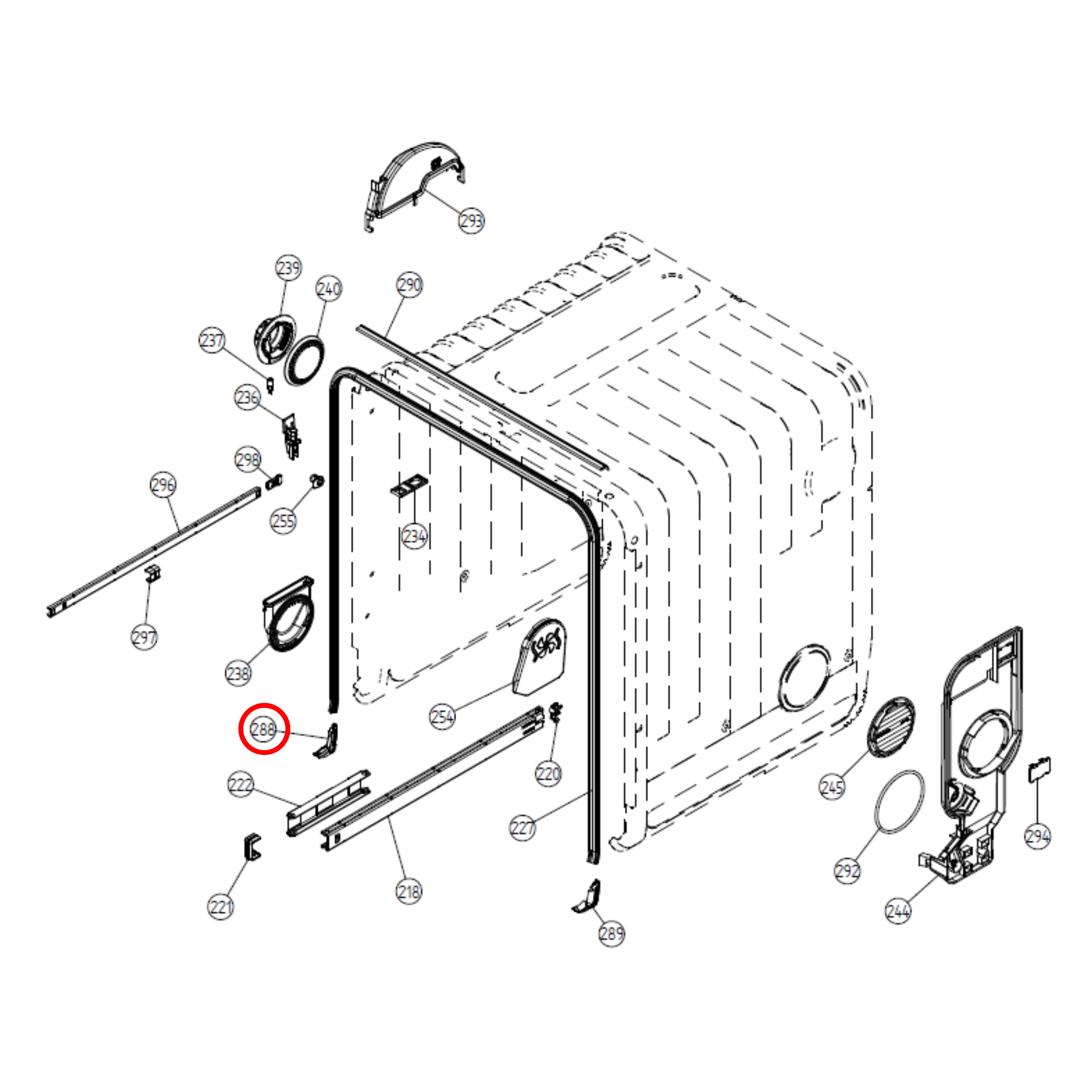 700518 Asko Dishwasher Corner Seal Left Hand