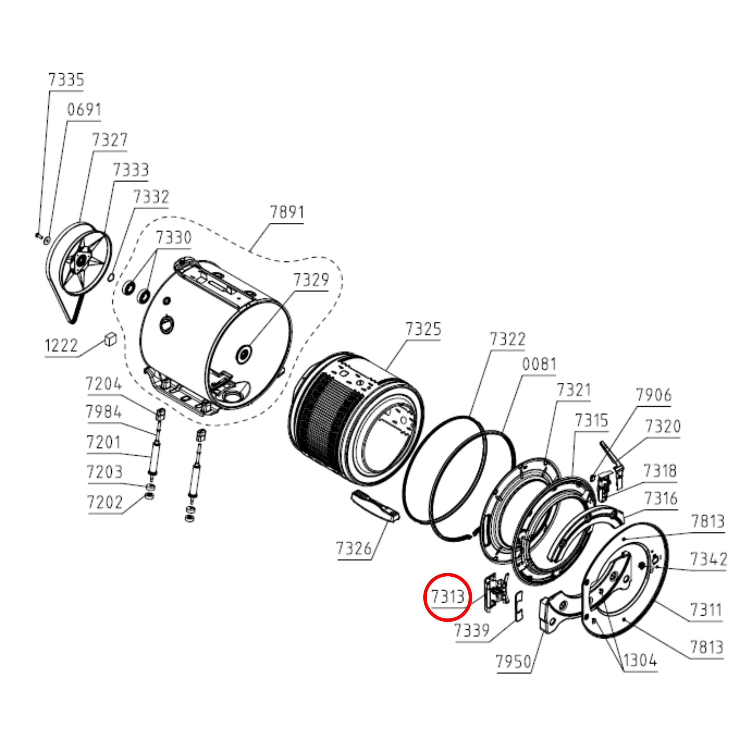 796068 Asko Washing Machine Door Hinge Assembly