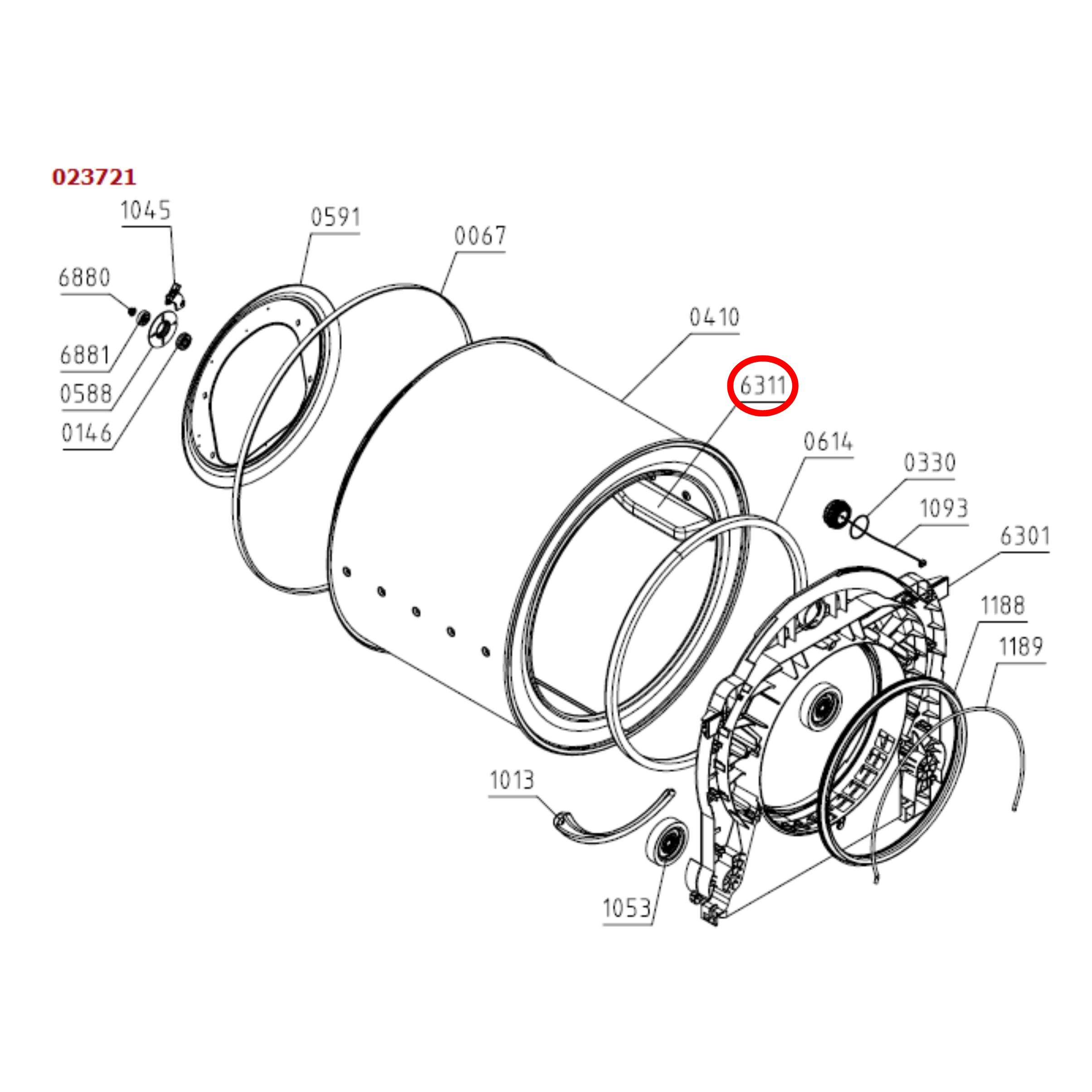 804997 Asko Dryer Drum Lifter Rib
