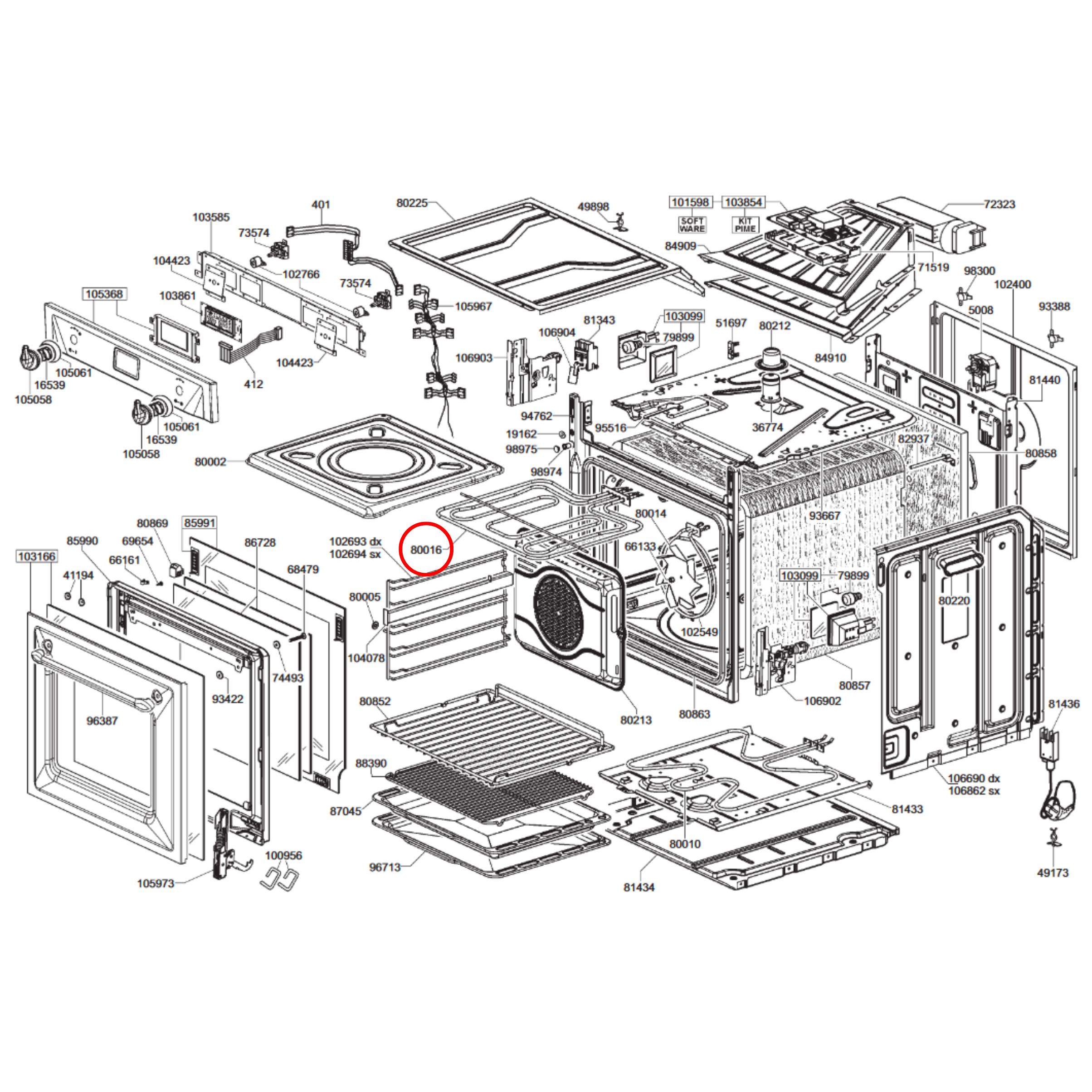 806890661 Smeg Oven Upper Grill Heating Element