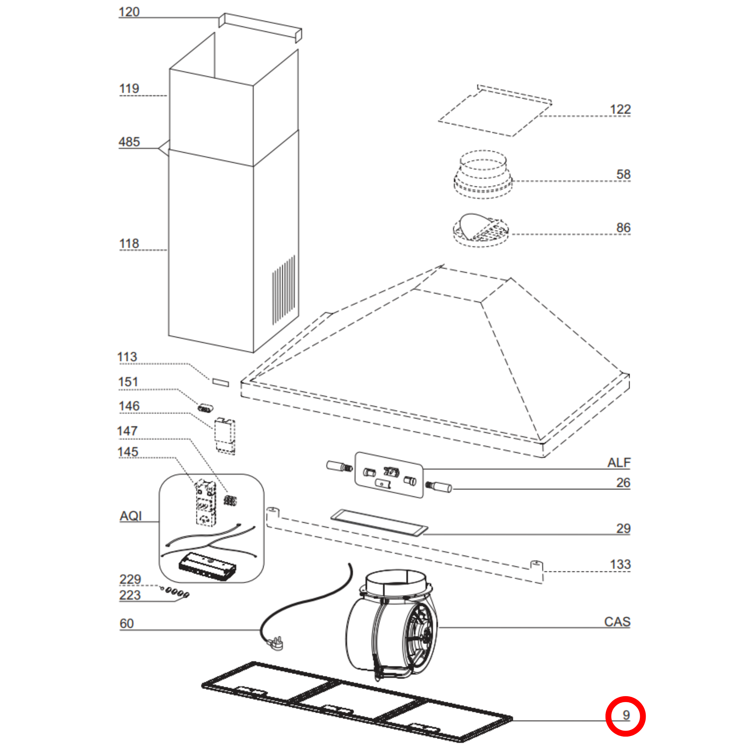 80875396 Smeg Rangehood Grease Filter - 08087539