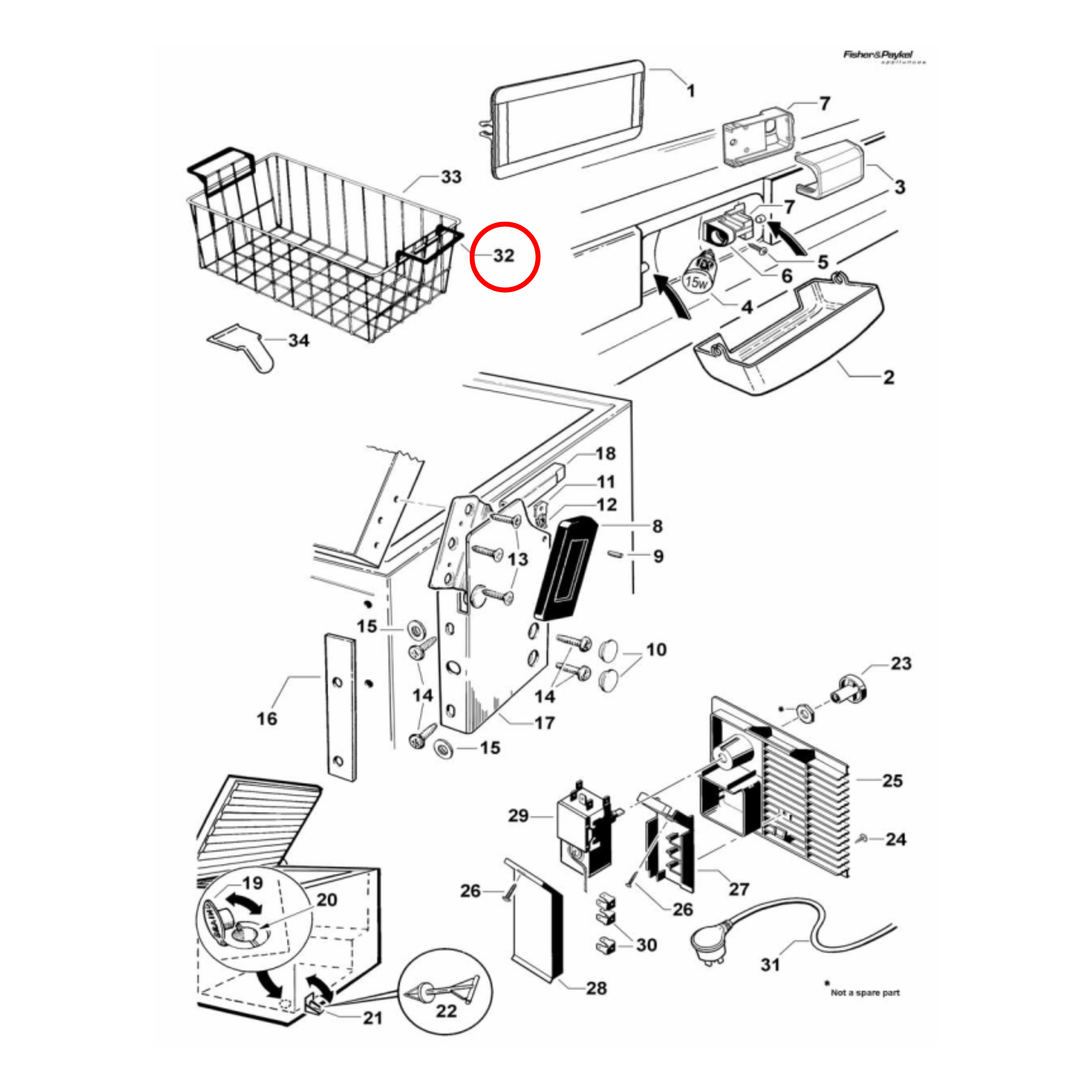 818205P Fisher & Paykel Fridge Freezer Basket Handle White Pack Of 2