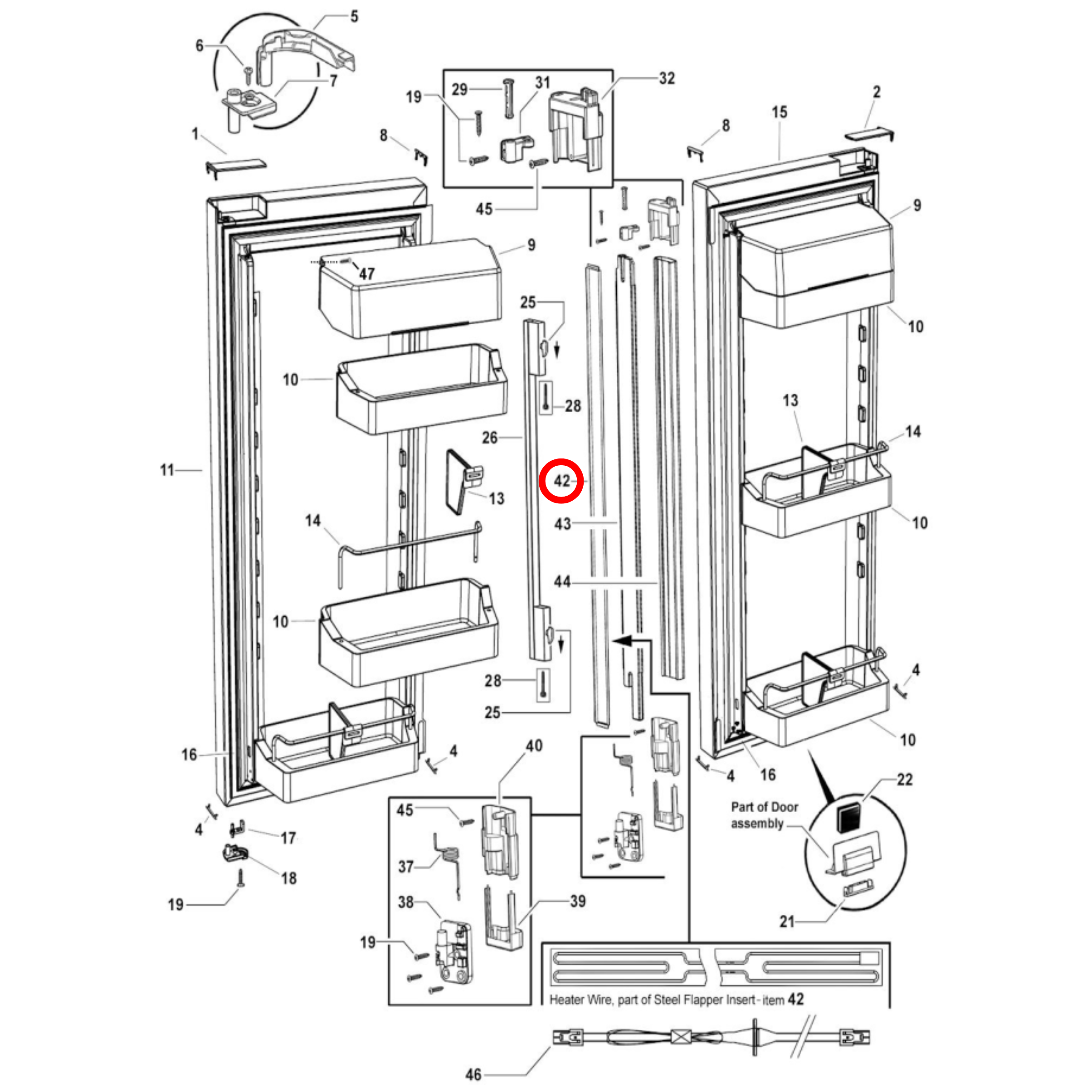 838291P Fisher & Paykel Fridge Insert Steel Flapper and Heater 8W