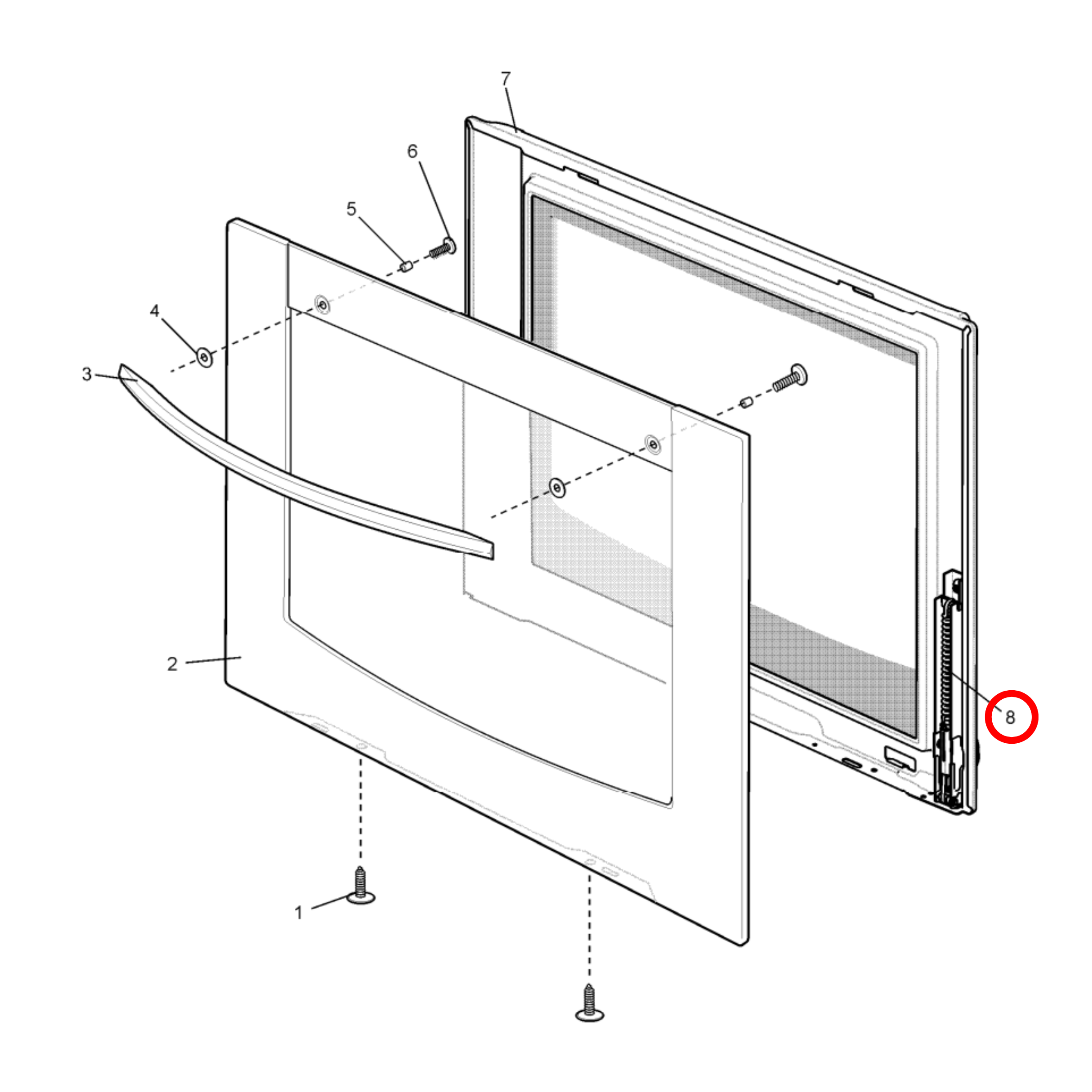 85800450010815 Westinghouse Oven Door Hinge Each - 0045001081
