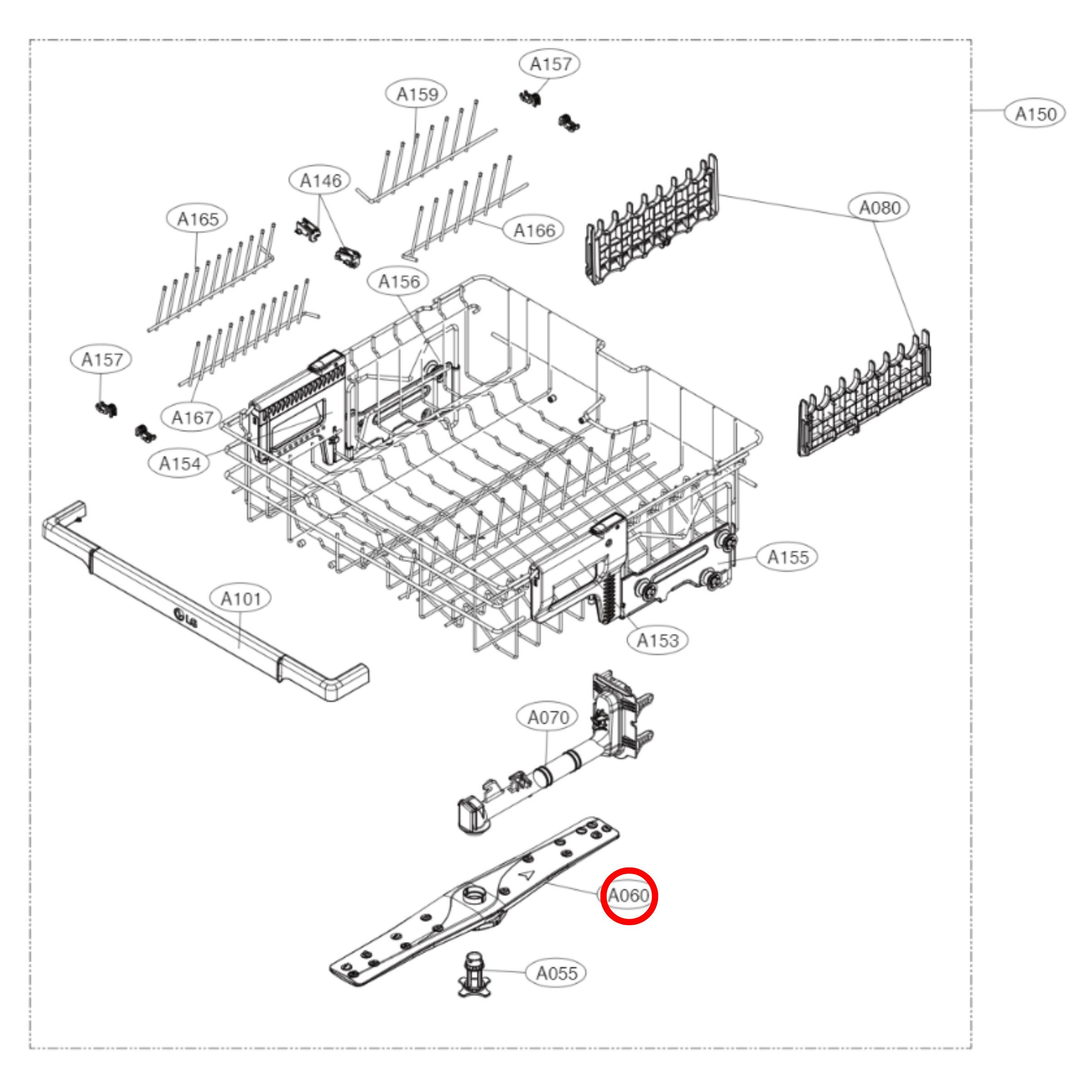 AGB74152501 LG Dishwasher Upper Spray Arm