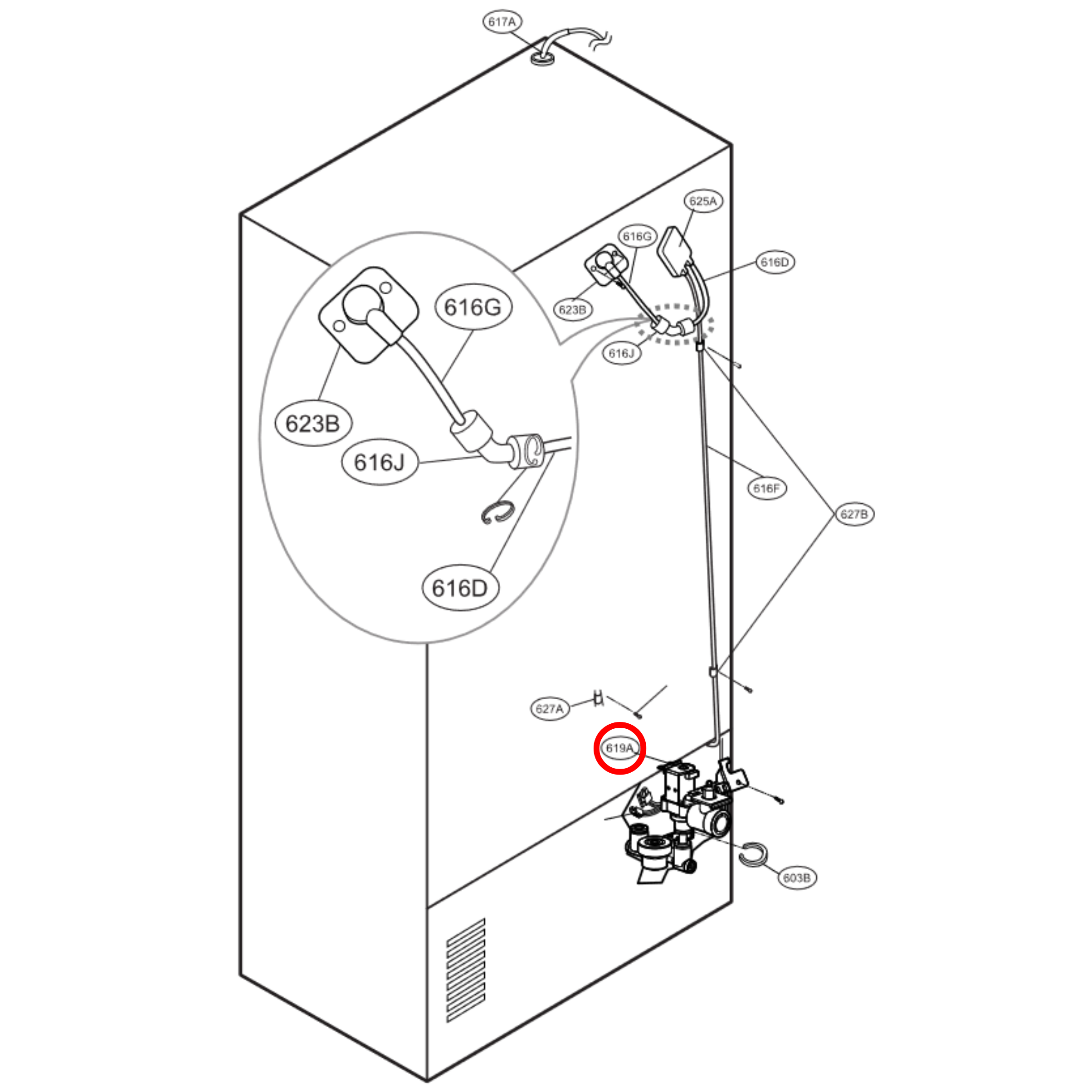 AJU72992602 LG Fridge 1 Way Water Valve - Dark Blue - MJX41178905
