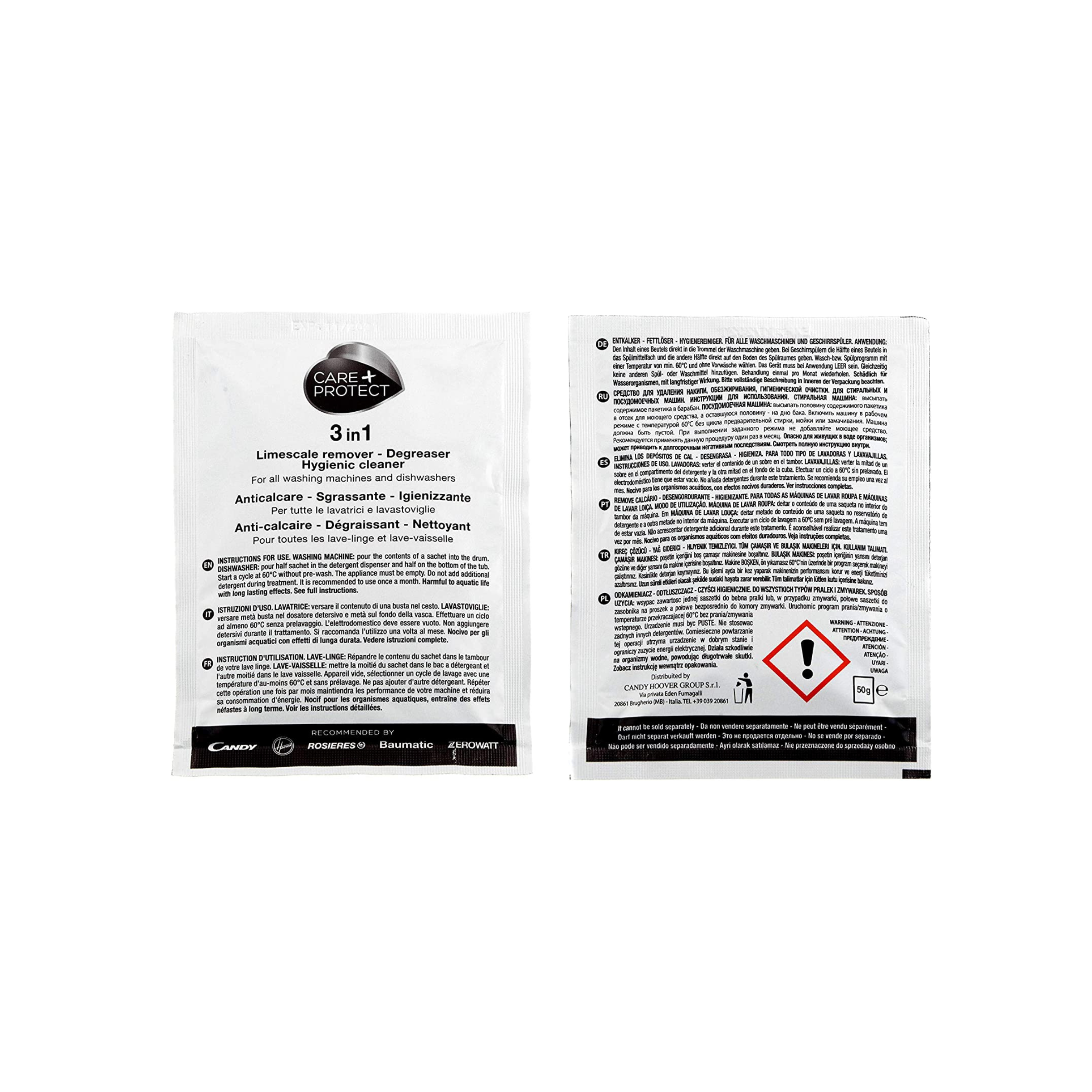 35601768 Care & Protect3 In 1 Limescale Remover, Degreaser, Hygienic Cleaner 50G