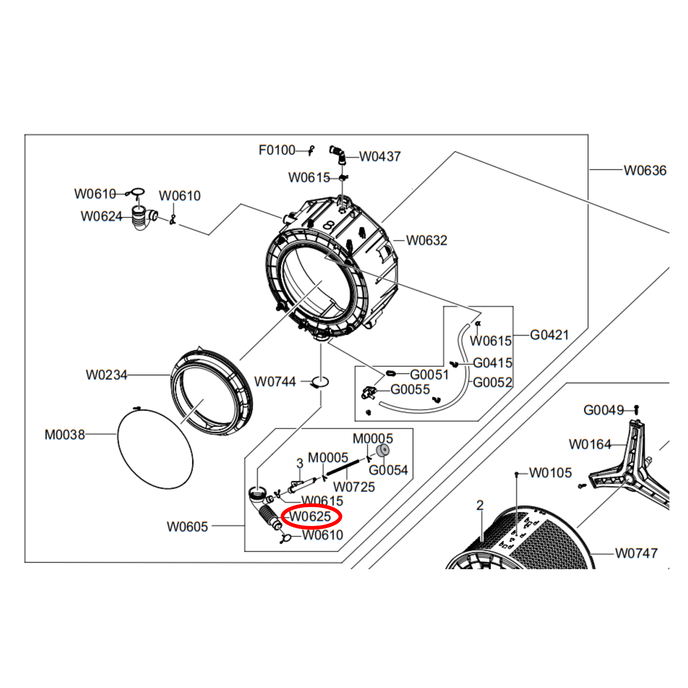 DC67-00293A Samsung Front Load Washing Machine Tub Hose