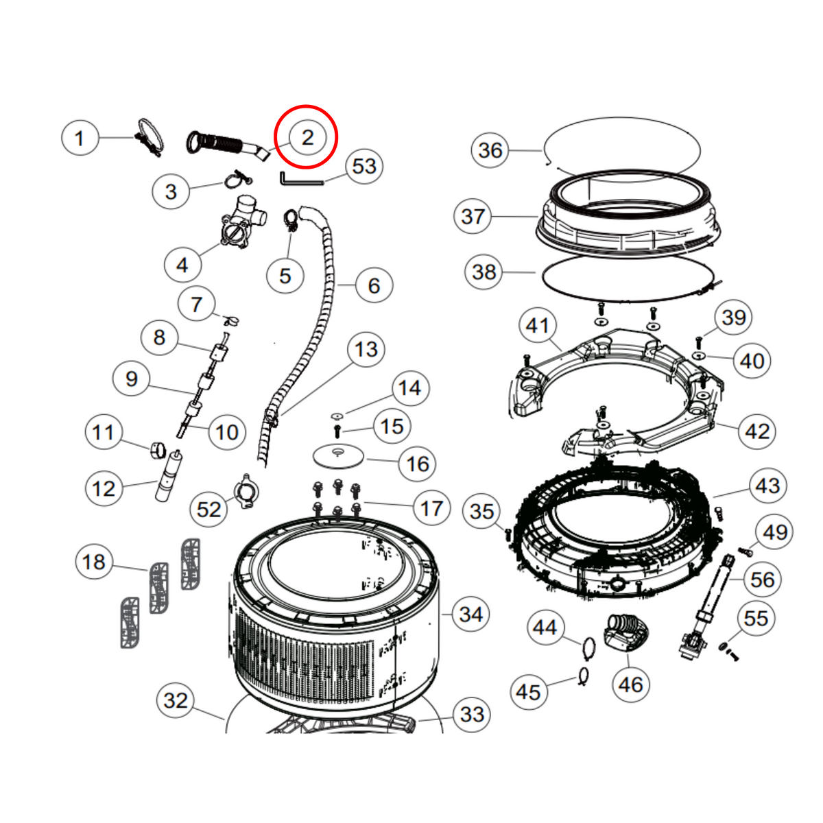 H0020300387A Fisher & Paykel, Haier Front Load Washing Machine Hose Tub To Pump