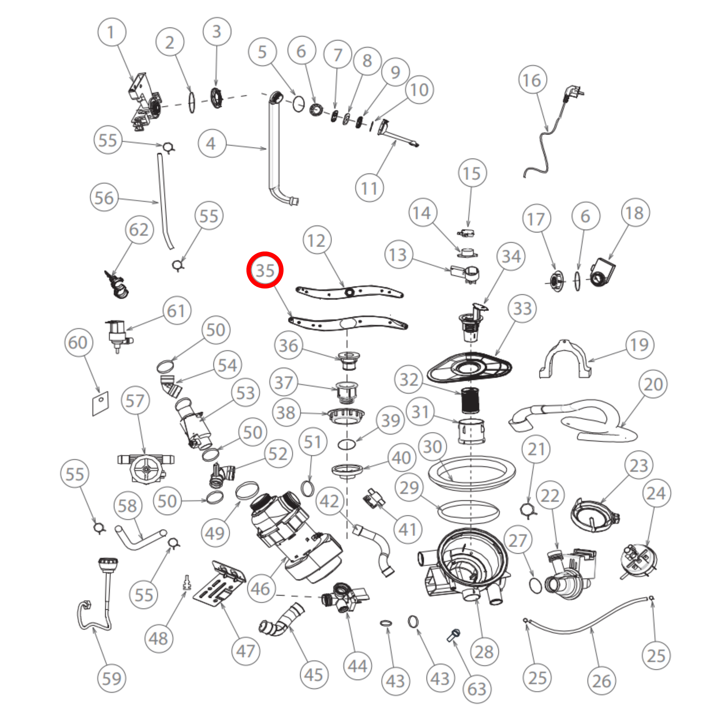 H0120202781 Fisher & Paykel, Haier Dishwasher Lower Spray Arm - 791106