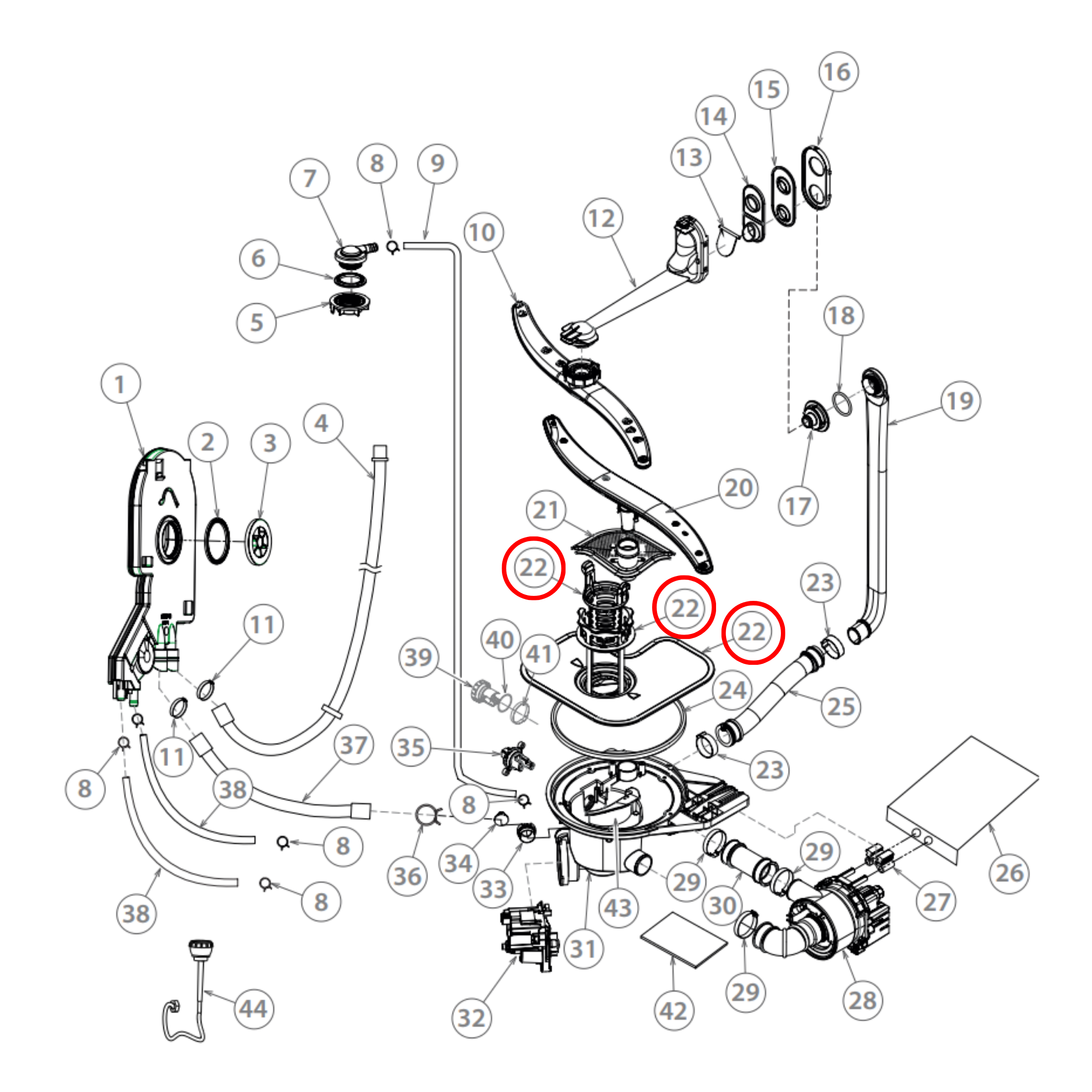 H0120801704 Fisher & Paykel Dishwasher Filter & Plate Assembly