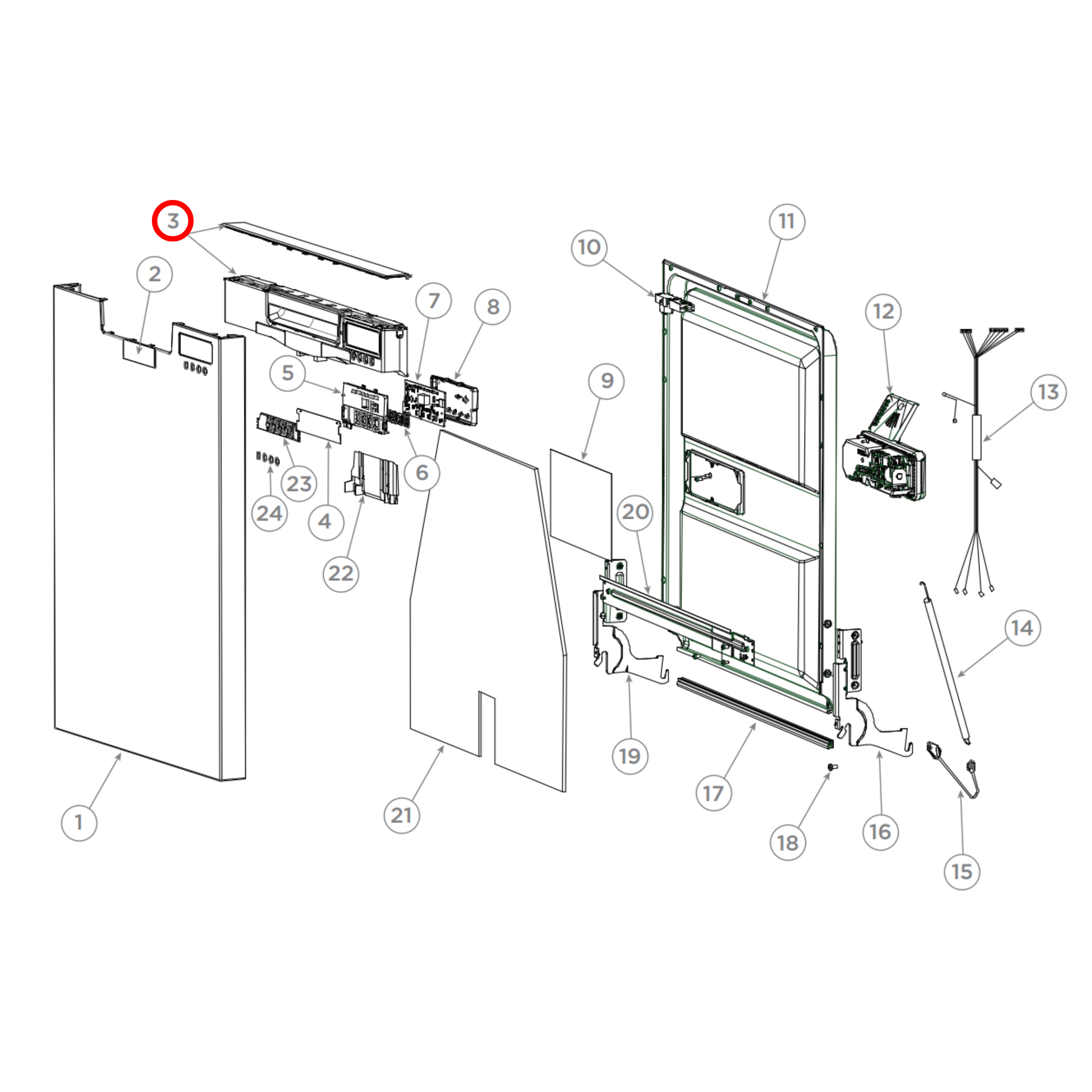H0120803030A Fisher & Paykel Dishwasher Control Panel