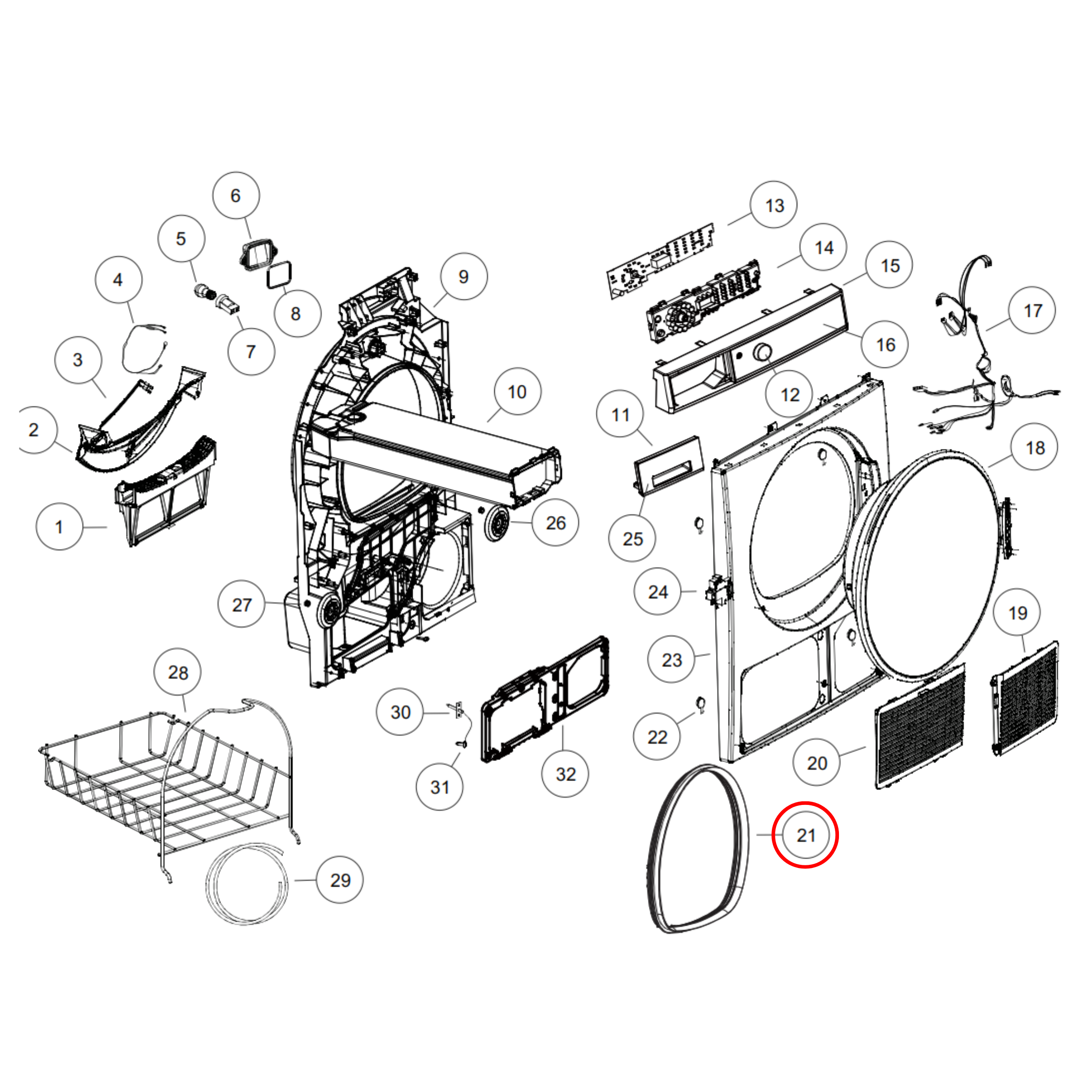 H0180300016 Fisher & Paykel, Haier Dryer Door Seal