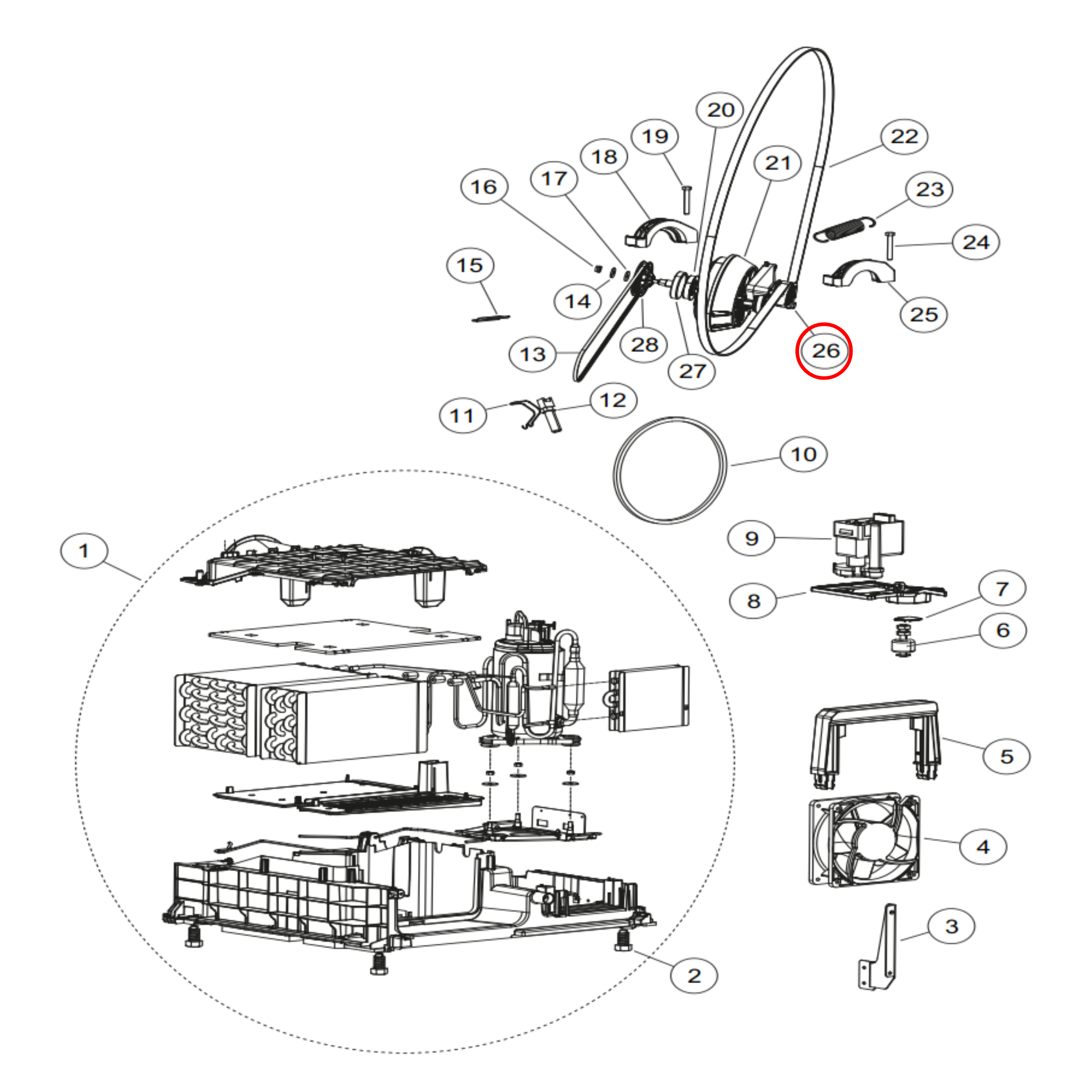 H0180800243A Fisher & Paykel, Haier Dryer Tension Wheel - H0180800243