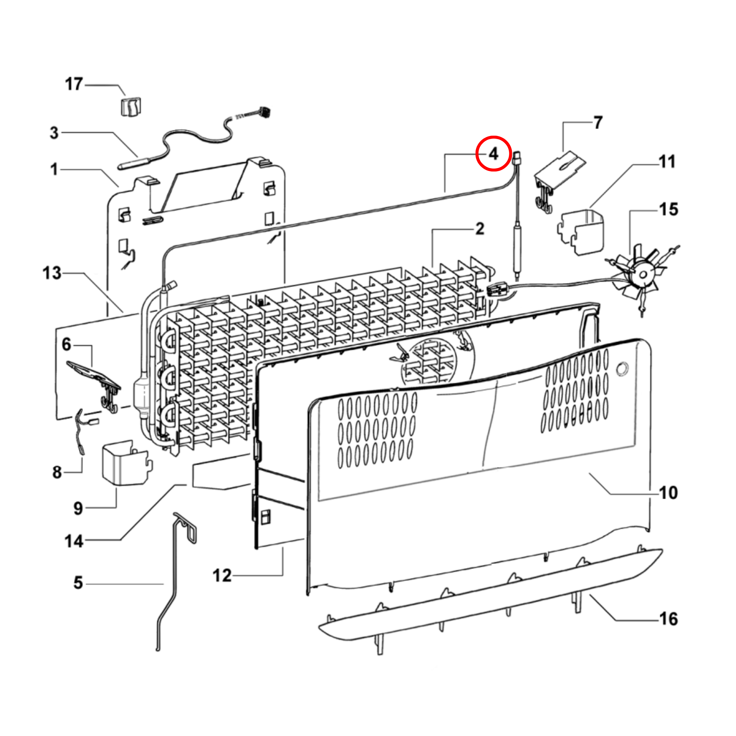 RF203 Fisher & Paykel Fridge Defrost Heater Element No Plug
