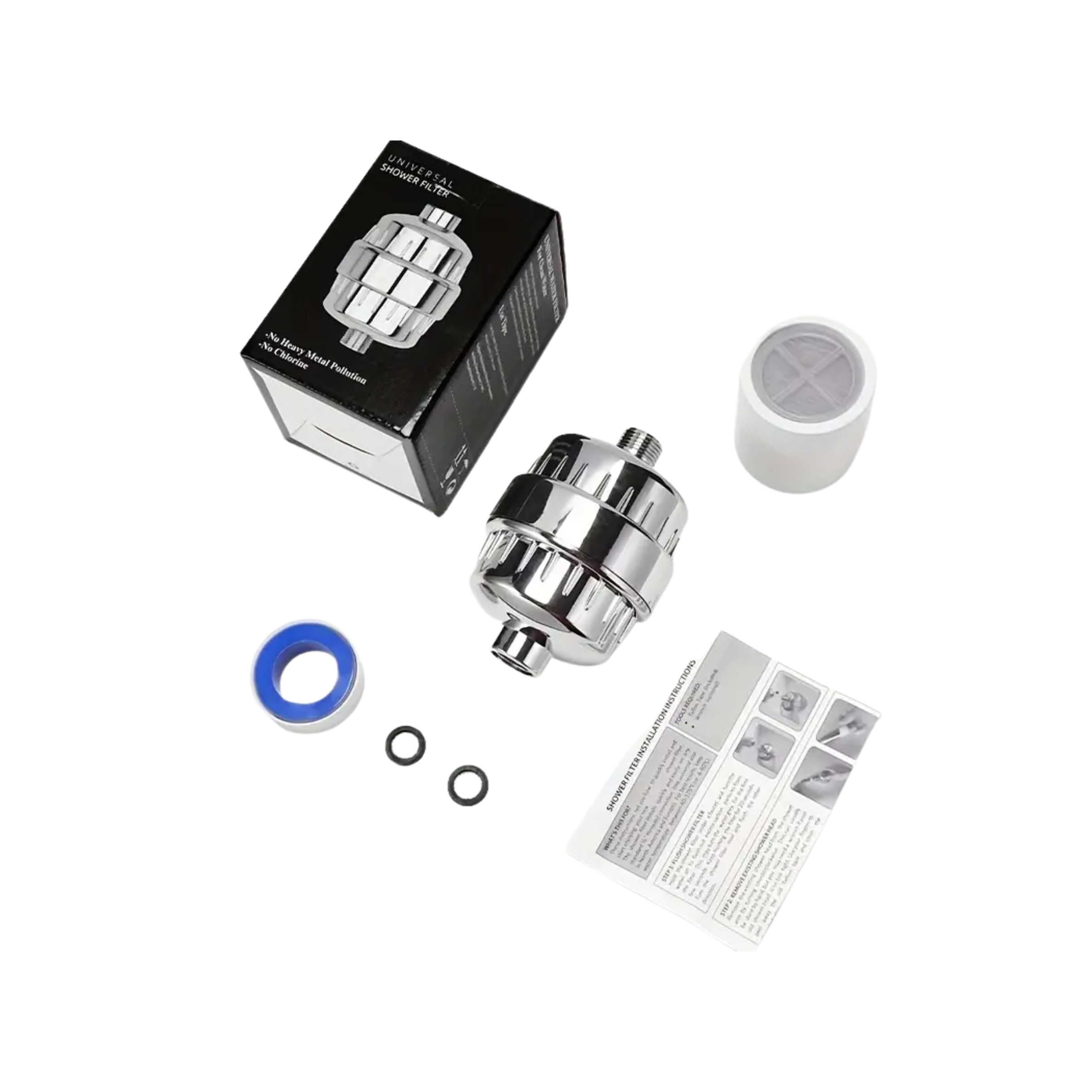 SF650 High Output Universal Shower Filter System With 12 Stage Cartridge Black Box Version Chrome